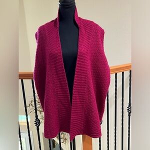 LOFT Rich Burgundy Knit Sweater VEST GRANNY CORE, WOMEN SIZE M